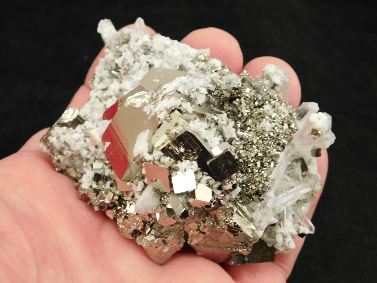 Larger! SUPER Nice PYRITE Crystal CUBE Cluster with Quartz Peru 297gr