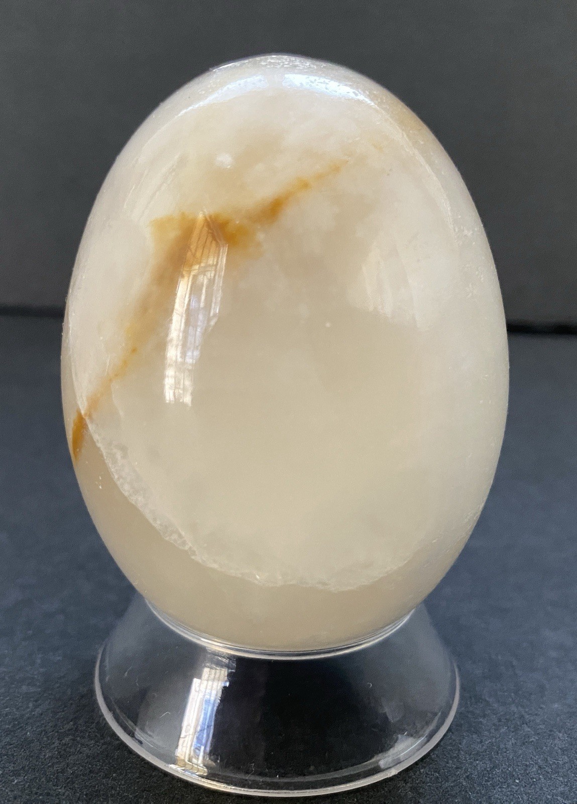 Natural Onyx Stone Egg With Stand Hand Polished Banded Agate Calcite Crystal