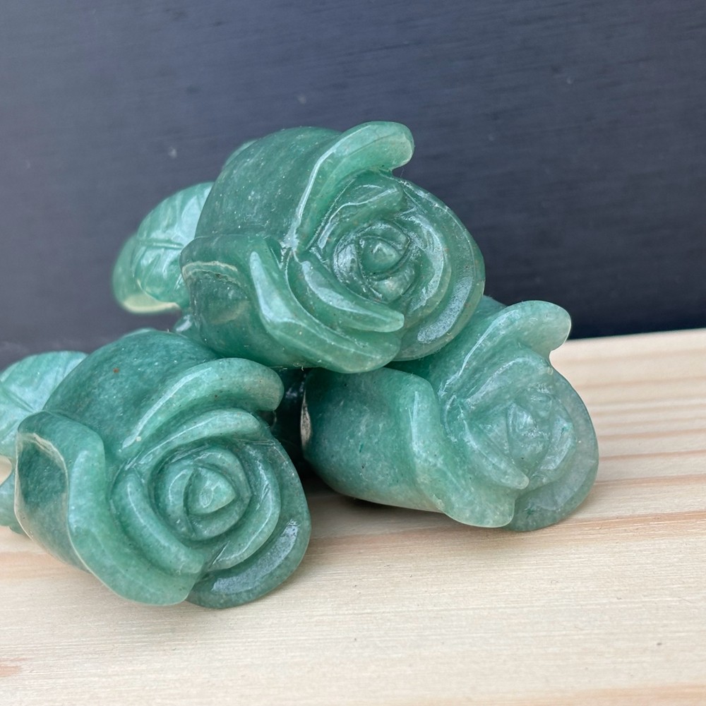 2.3″ Natural Aventurine Quartz Rose Carved Crystal Flower Skull Healing Gift 1pc