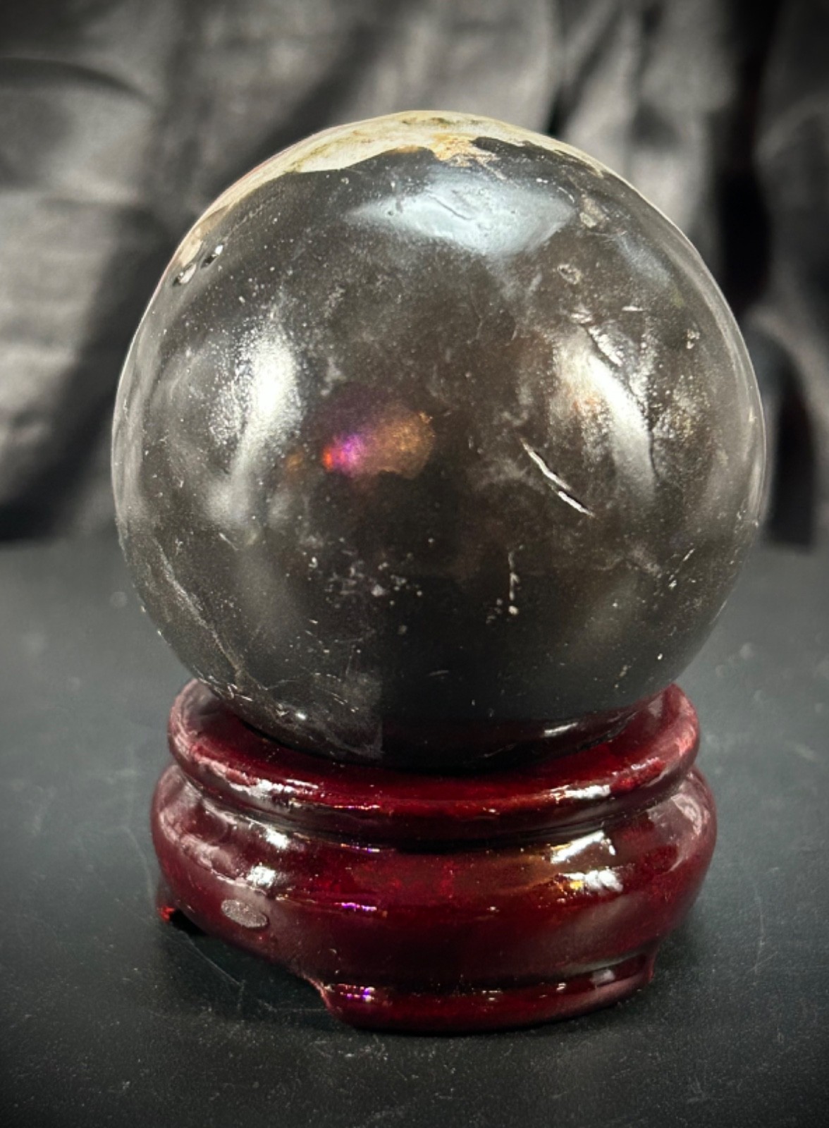 2.43″ diameter Amethyst Pac Man Specimen With Wood Stand 10.2oz