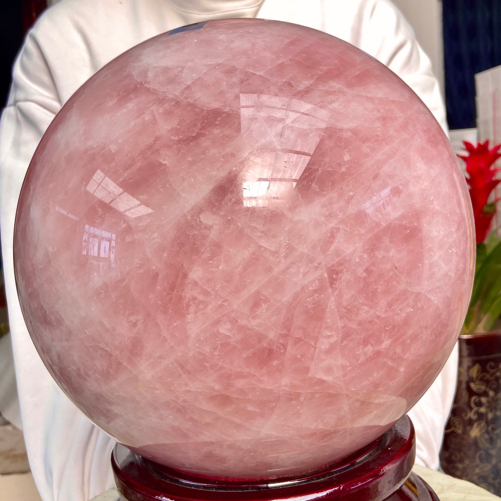 66.13LB Natural Crystal Pink Rose Chakra Quartz Sphere healing ball Specimen
