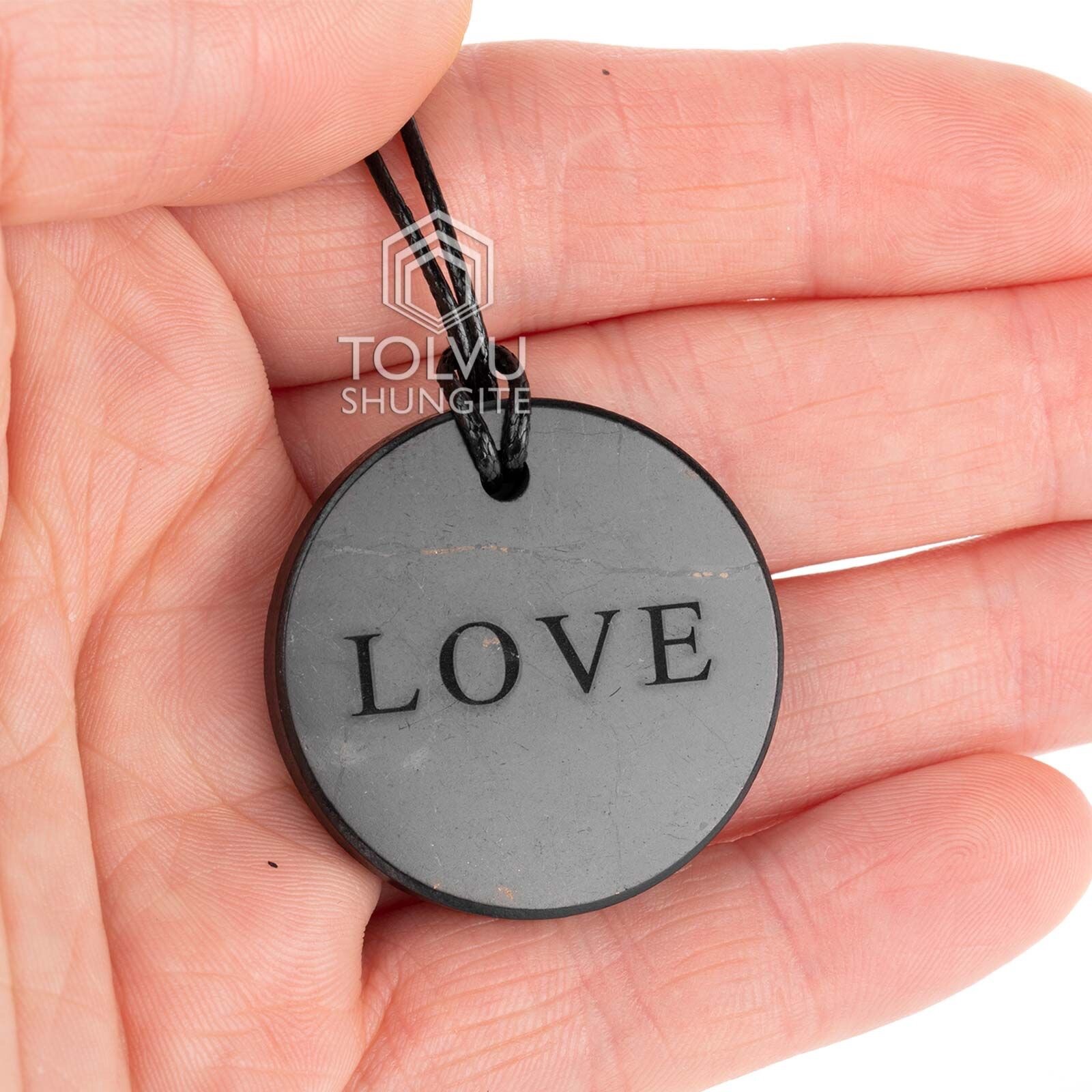 Real Shungite pendant “Love” Natural Karelian black shungite mineral, C60 Tolvu