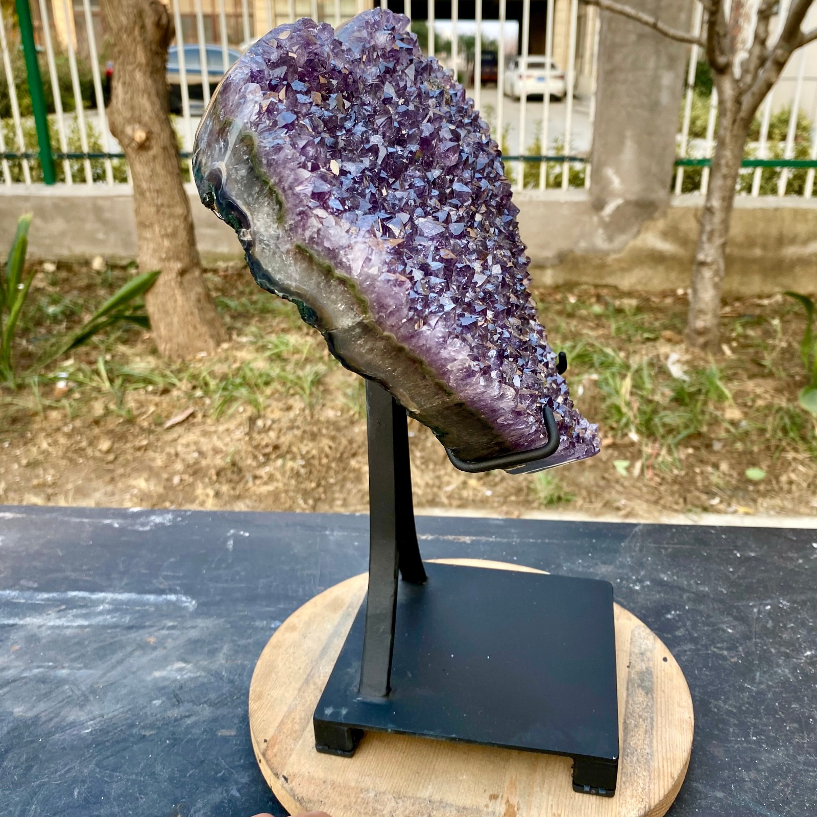 12.34LB Natural Amethyst Agate Quartz Crystal heart palm Mineral Reiki Healing