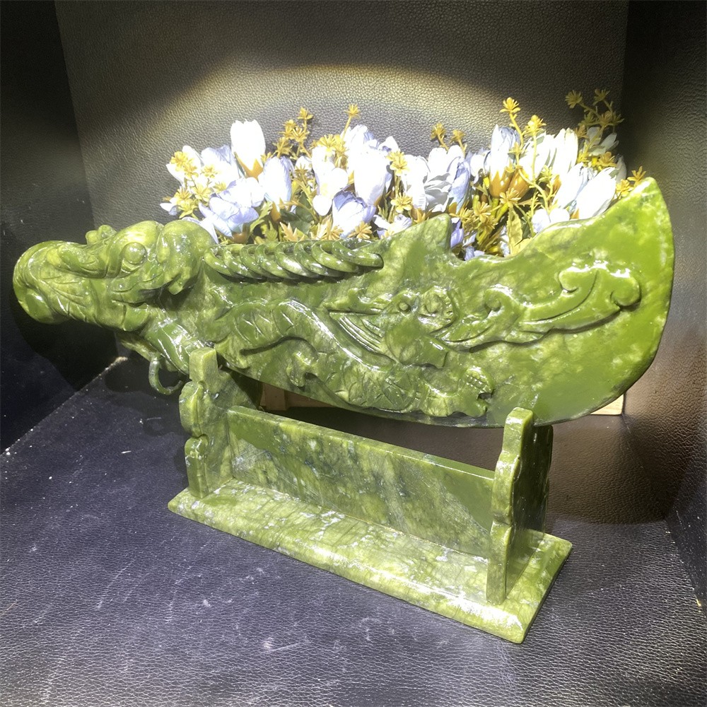 4LB 14.6″Natural Xiuyan Jade Broadsword Crystal Heal Carving Quartz Decor Energy
