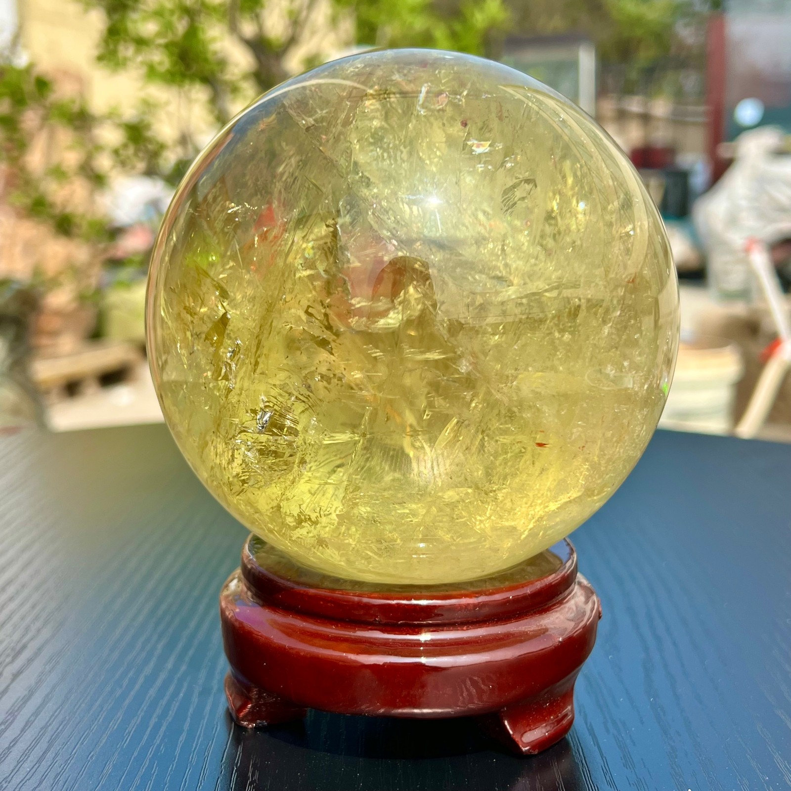 5LB Top Natural Citrine Sphere Quartz Crystals Reiki Ball Gems Decorate Gift