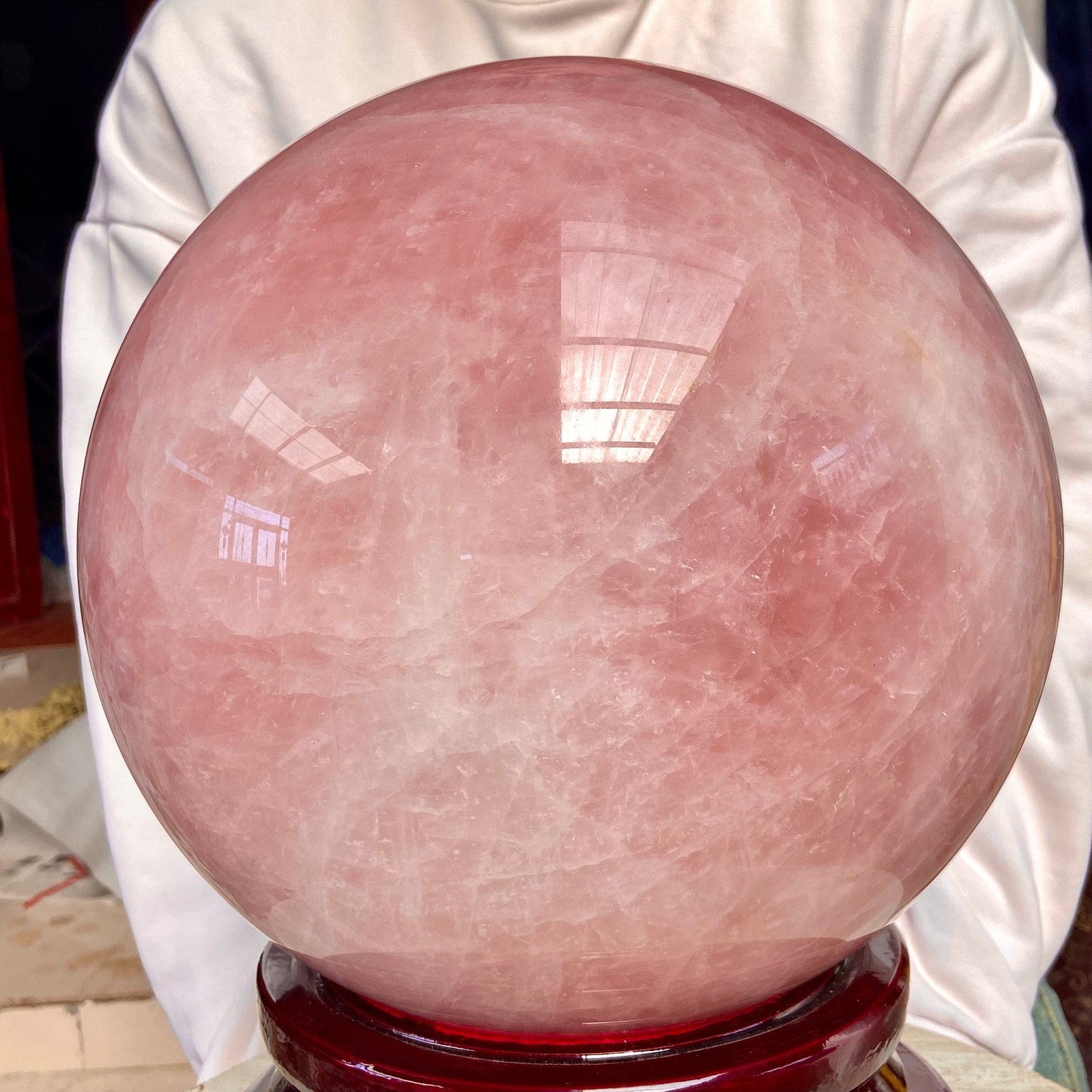66.13LB Natural Crystal Pink Rose Chakra Quartz Sphere healing ball Specimen