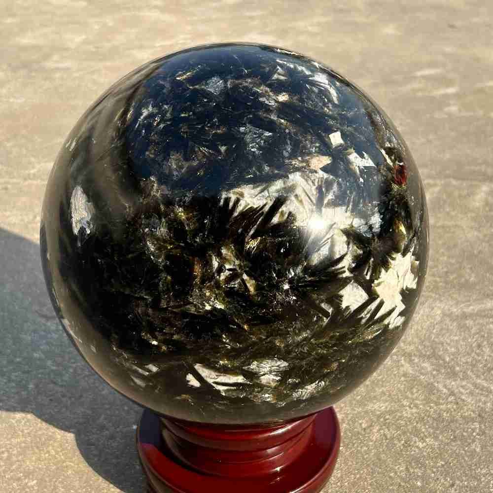 48.4lb Natural green Mica Lepidolite Quartz Sphere Crystal Ball Reiki Gem +stand