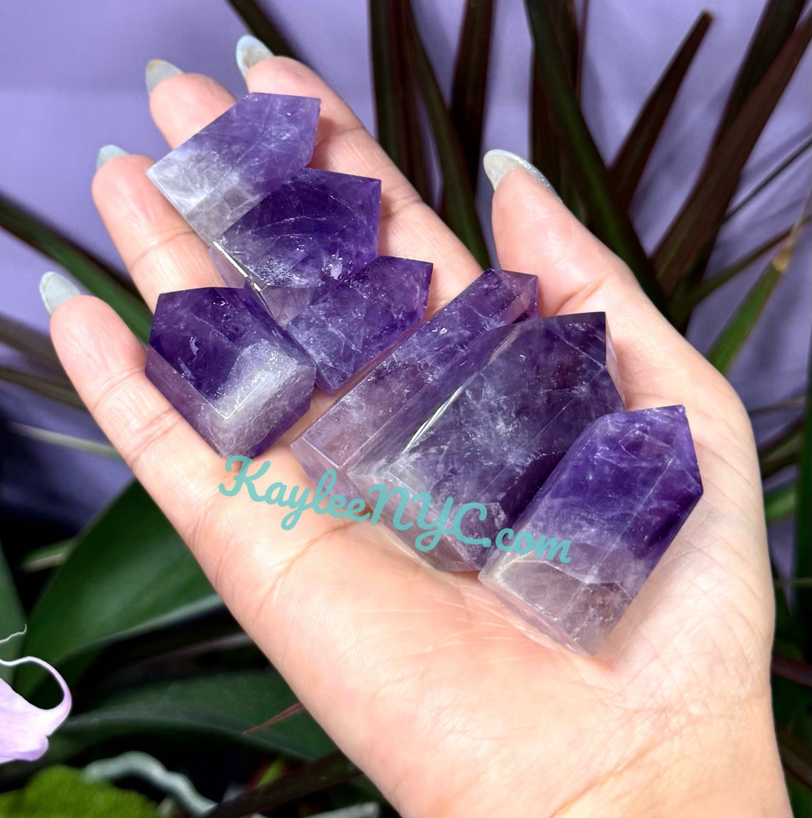 Wholesale Lot 0.5 Lb Natural Amethyst Obelisk Tower Point Crystal