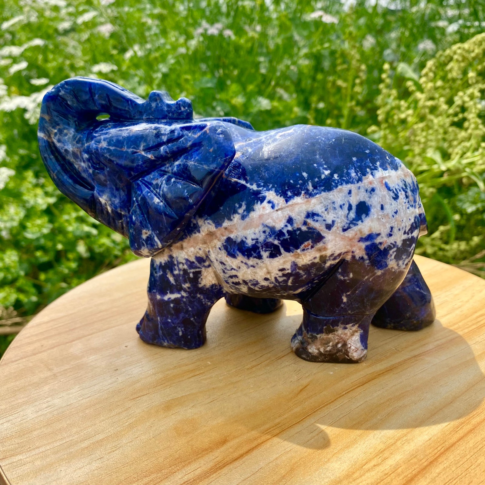 2.86LB Natural blue patterned stone carving image