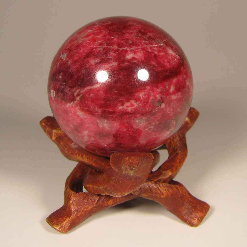 40mm Rare Pink THULITE Gemstone Sphere Ball w/ Stand – Trondheim, Norway