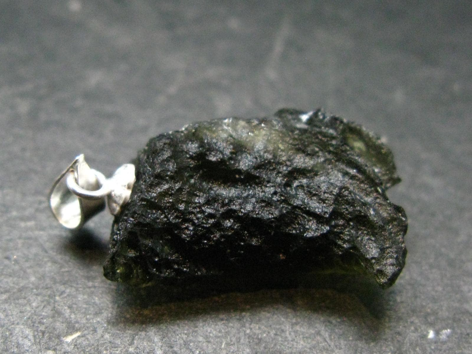 Moldavite Tektite Silver Pendant from Czech Republic – 1.0″ – 2.52 Grams