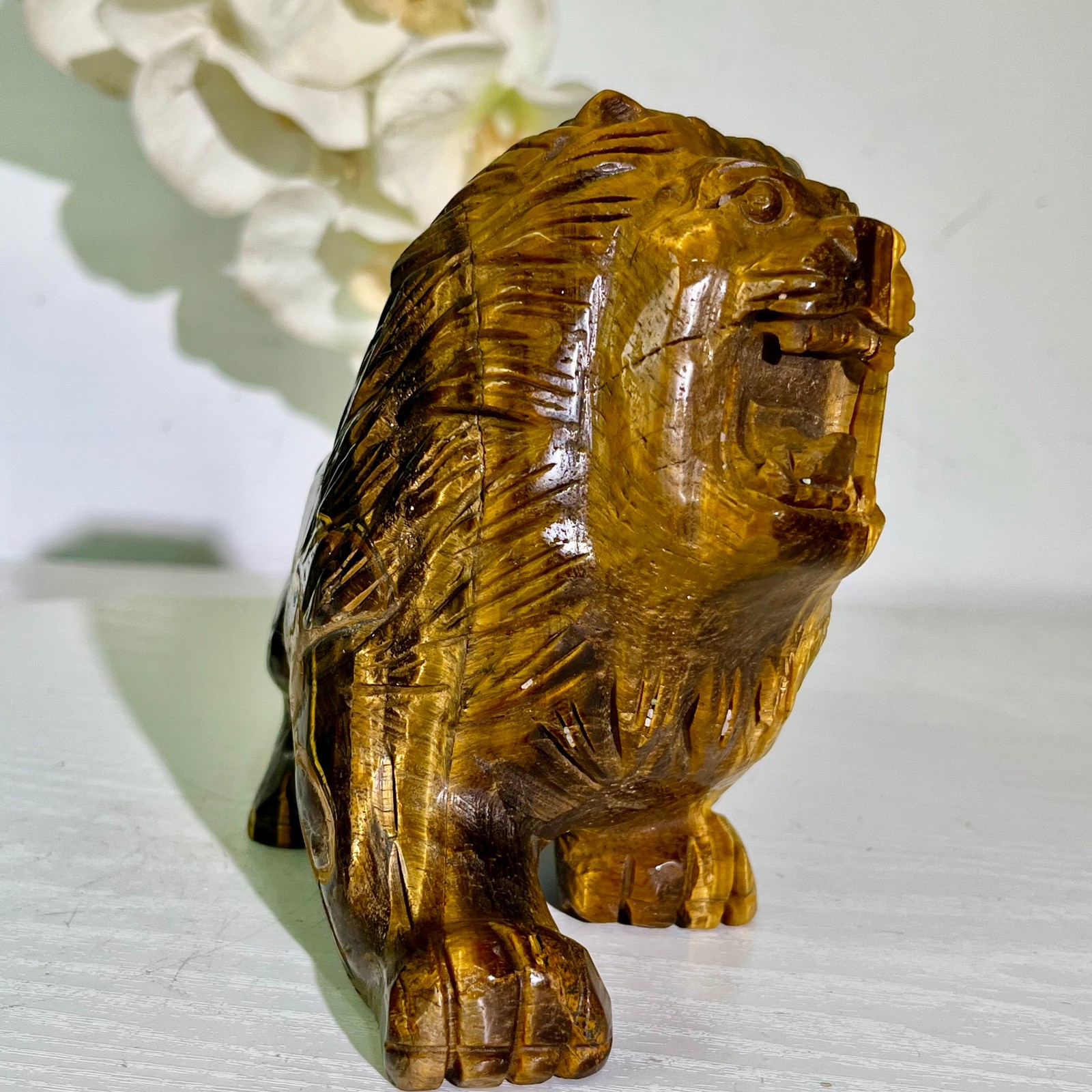 4.12LB Natural tiger eye stone products, handmade carved and polished spiritual