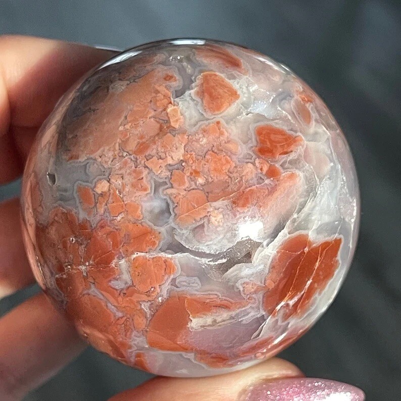 Sugar Druzy Pink Lace Agate Sphere – No. 79
