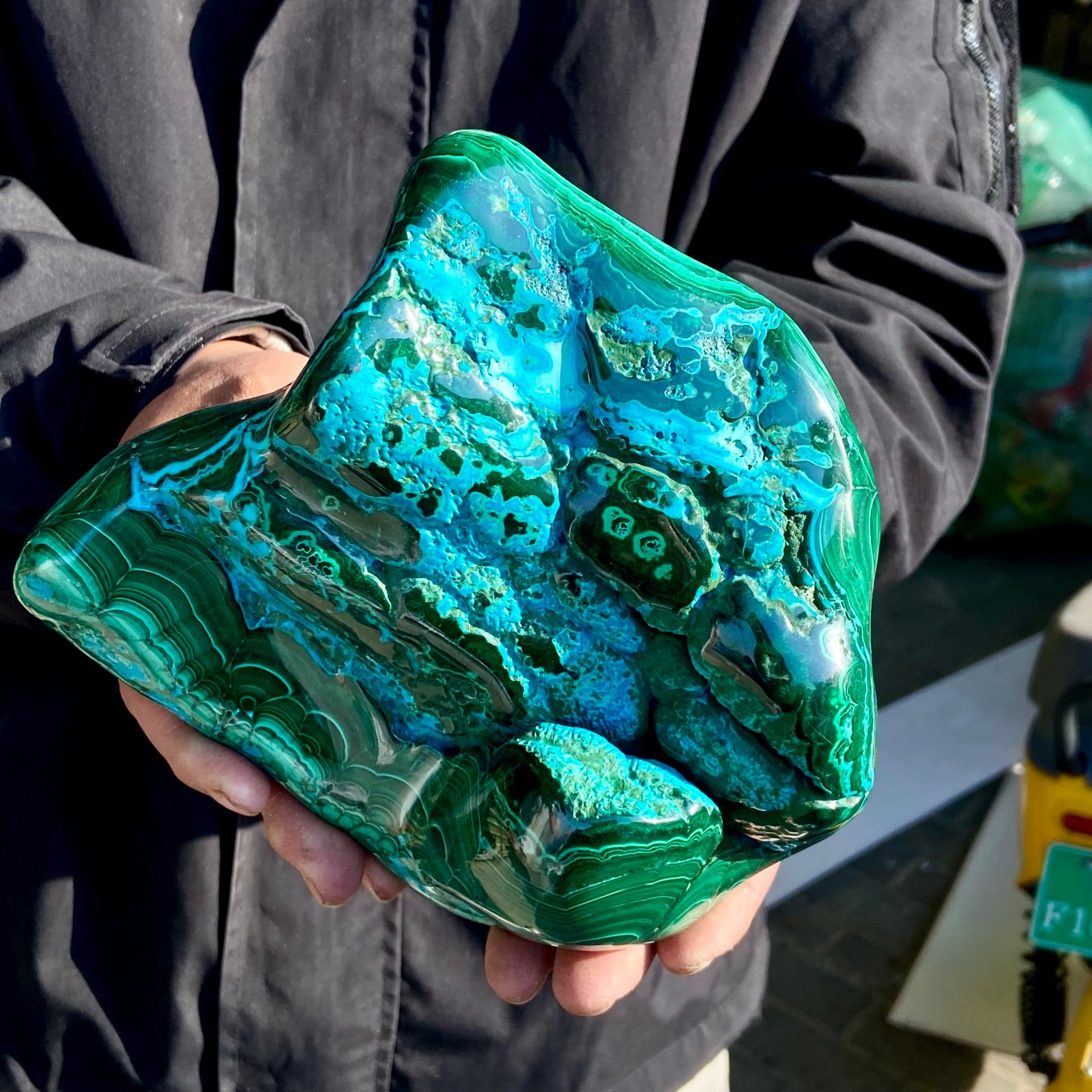 5.9LB Natural Malachite Cat Eye Mineral Specimens Quartz Crystal Reiki Healing