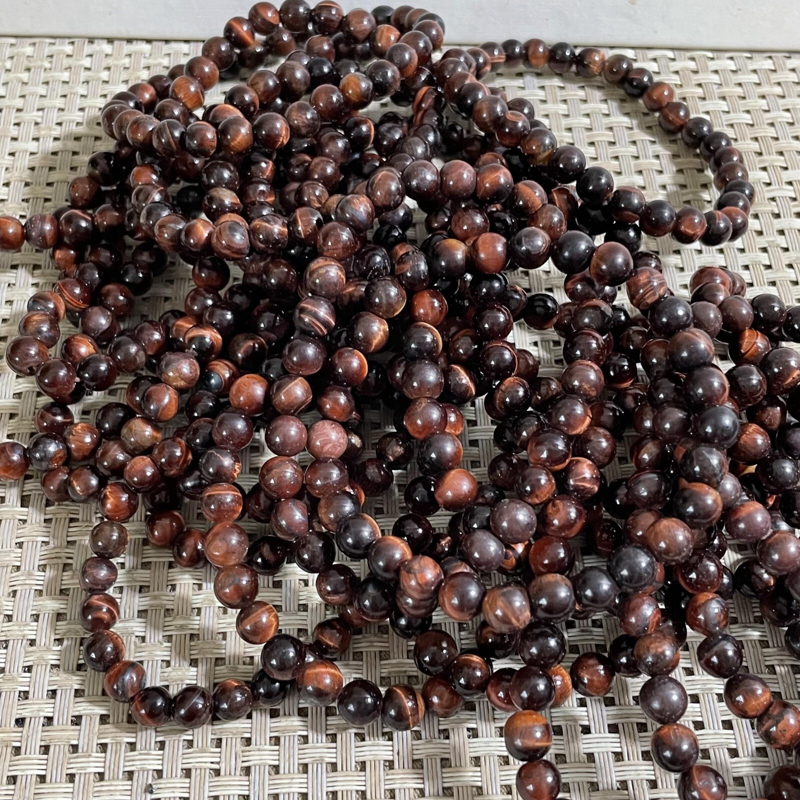 Wholesale 5Pcs Red Tiger Eye Stone 6mm Quartz Crystal Stretch Bracelet