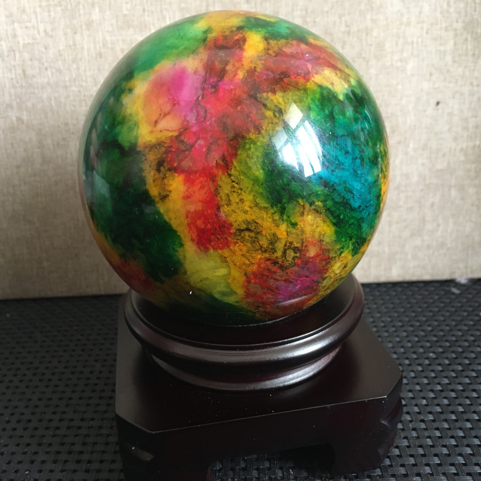 1496g “Seven Colors Jade” crystal sphere specimen -Taiwan China