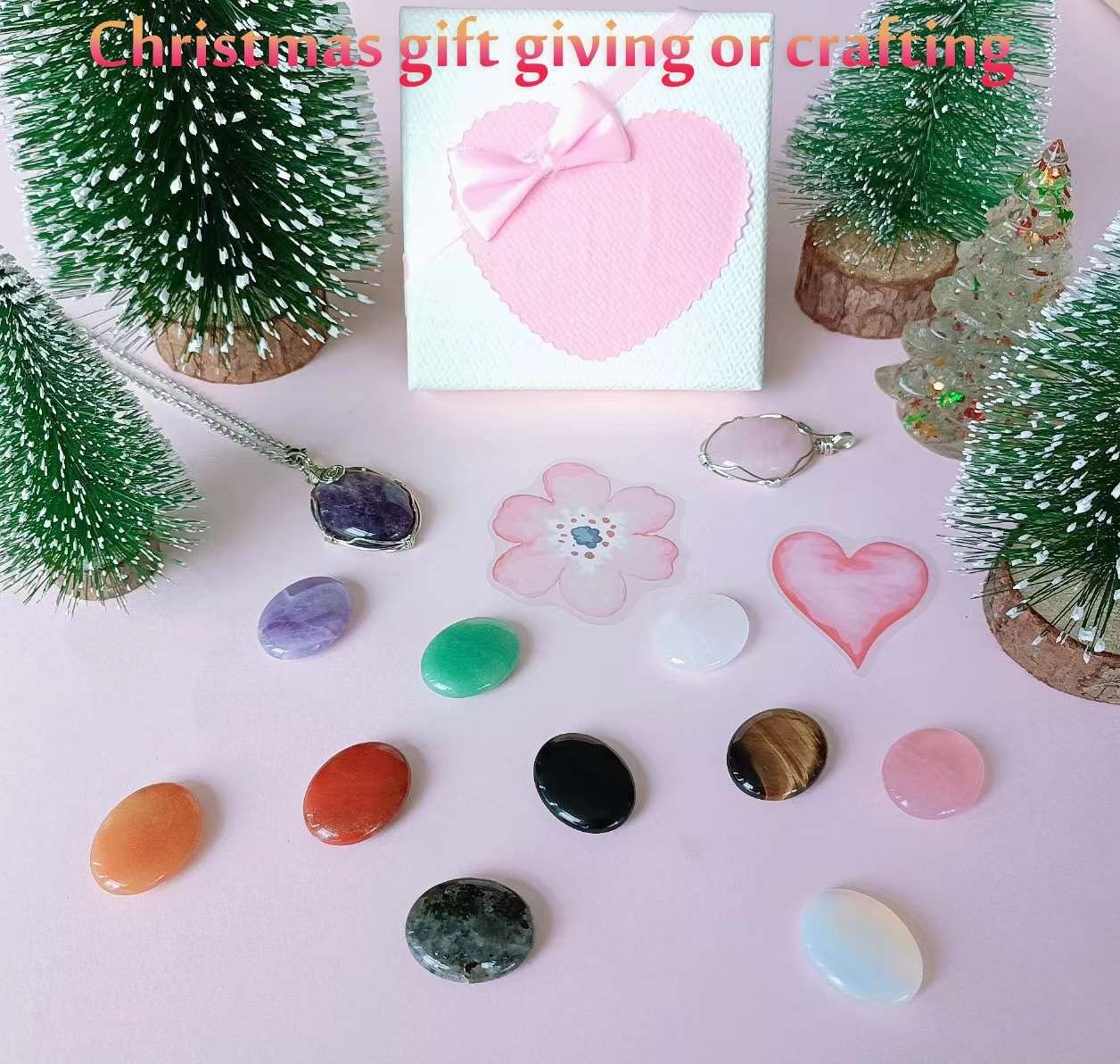 10PCS Healing Crystals Palm Stone Set Oval Crystal Amethyst Rose Quartz Obsid…
