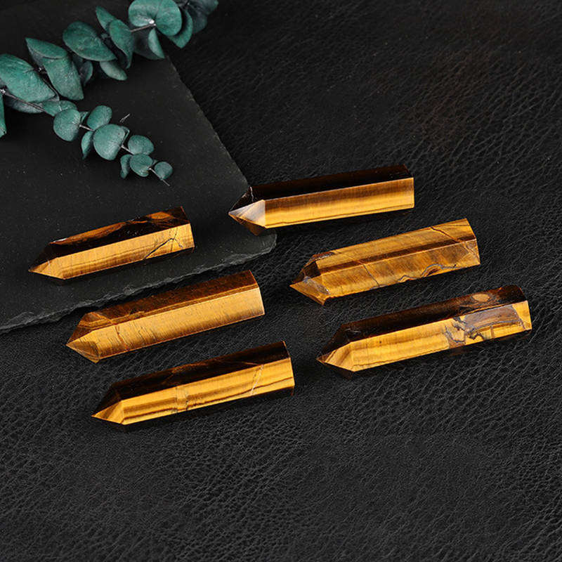 70-80mm Natural Tiger’s Eye Quartz Crystal Energy Wand Obelisk Pillar Tower US