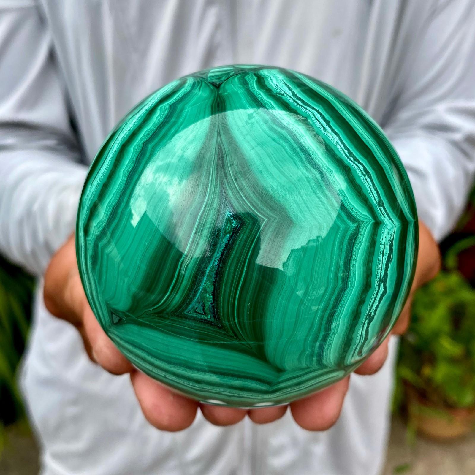 2.51LB Rare Natural Malachite quartz hand Carved sphere Crystal Healing Gem ball