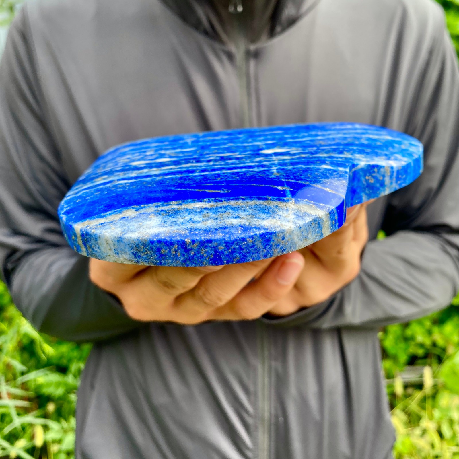 2.1LB Natural Polished Lapis Lazuli Heart Stone Chakra Healing Crystal Home De