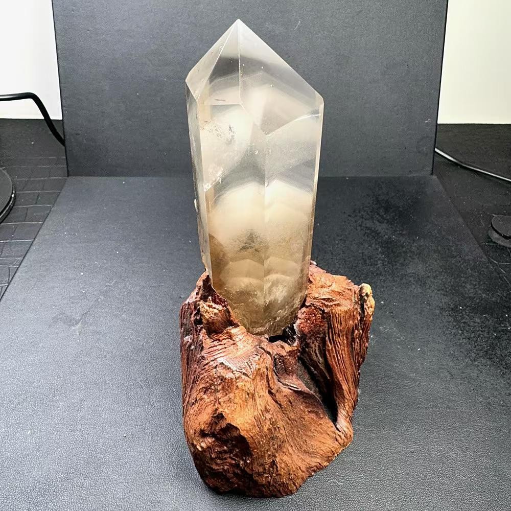1.26LB Natural Quartz Obelisk Crystal Tower Point Mineral Reiki Decor+ Stand
