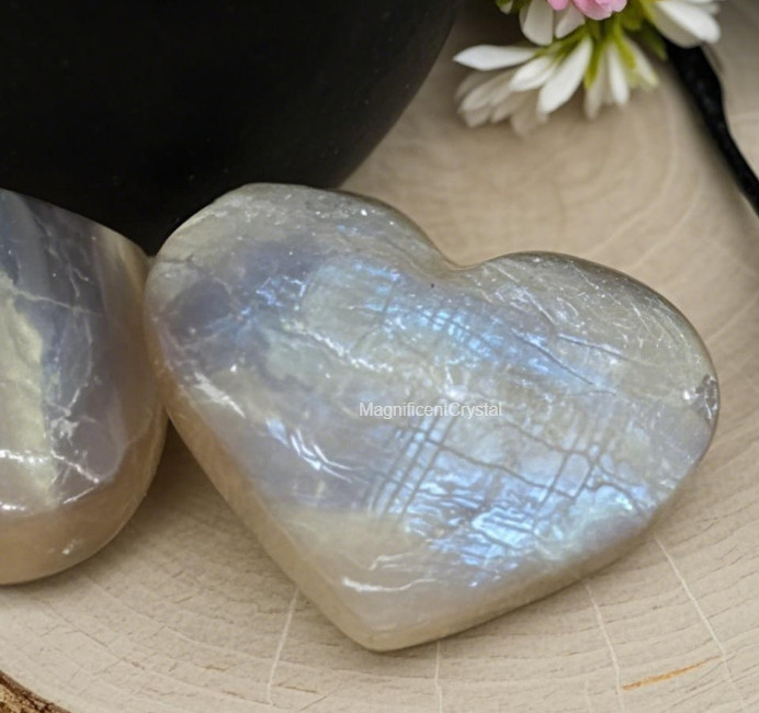 Moonstone Heart Palm Stone Healing Crystal Worry Stone Spiritual Home Decor Gift