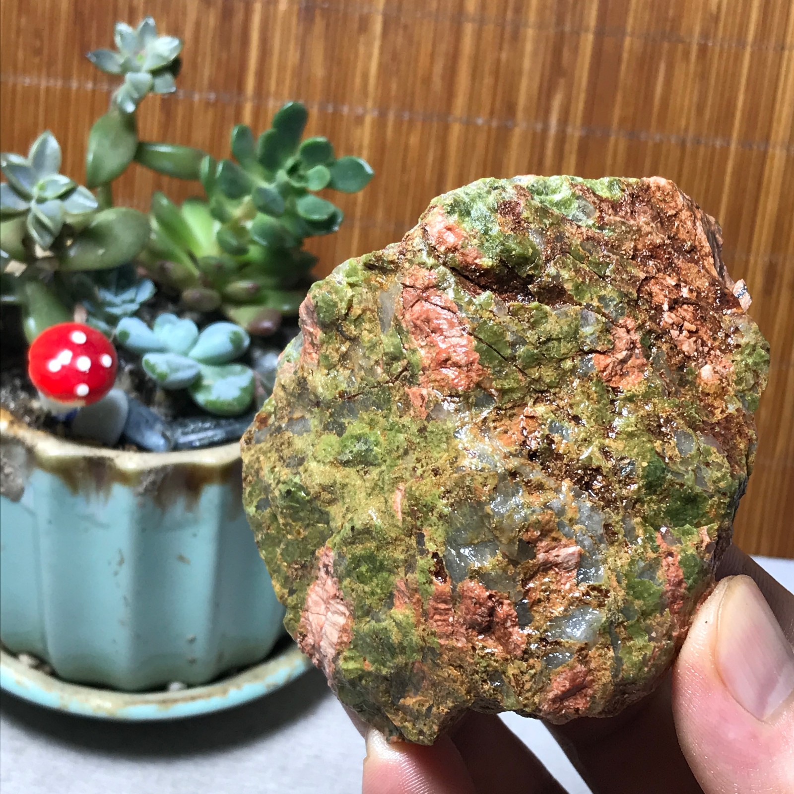 235g Natural Unakite Crystal gemstone Rough Mineral Specimen healing A6361