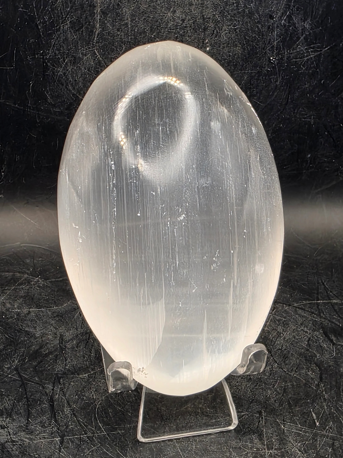 4 inch Selenite palm stone!! 7 ounces!
