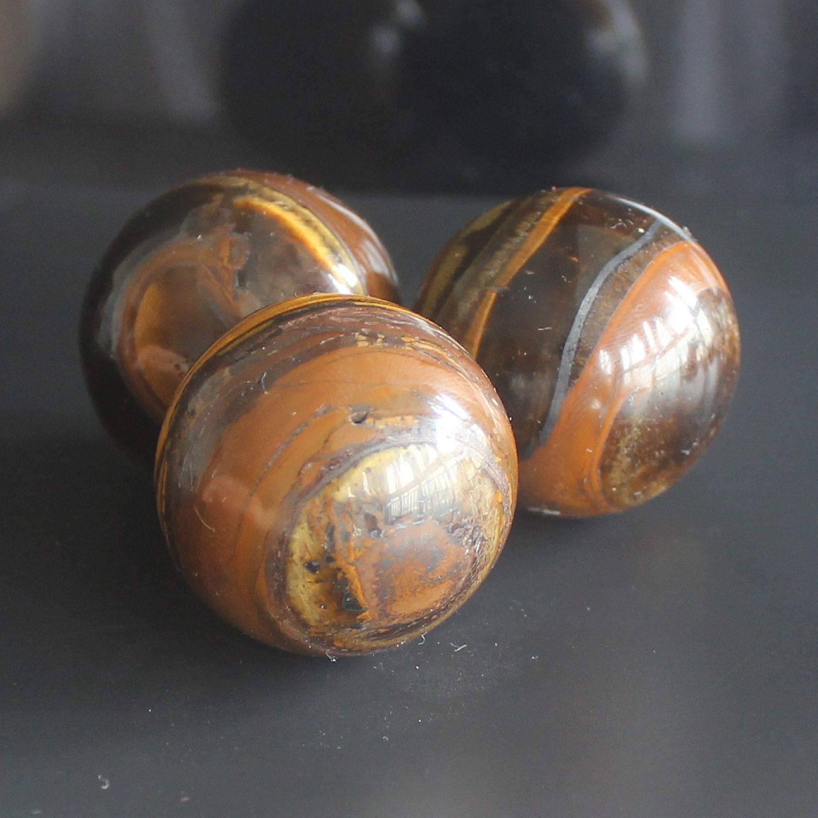 Gemstone crystal iron tiger eye sphere ball with wood stand healing Reiki craft