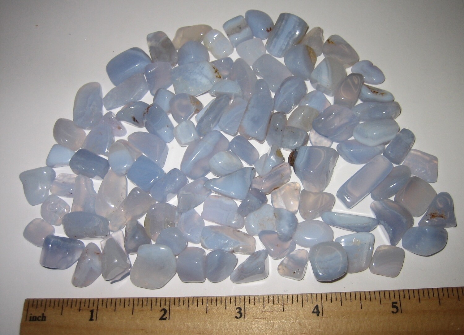 100+ TUMBLED POLISHED 0.2″- 0.7″ BLUE LACE AGATE CRYSTAL STONES ~ 155.4grams *2