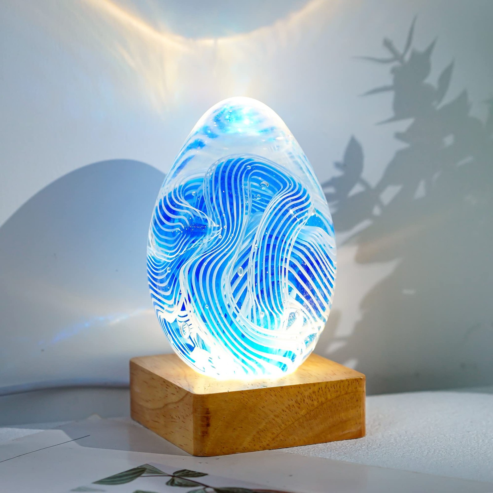 Pack 2 Wooden LED Light Display Base 2.3in Crystal Glass Light Base Stand Woo…
