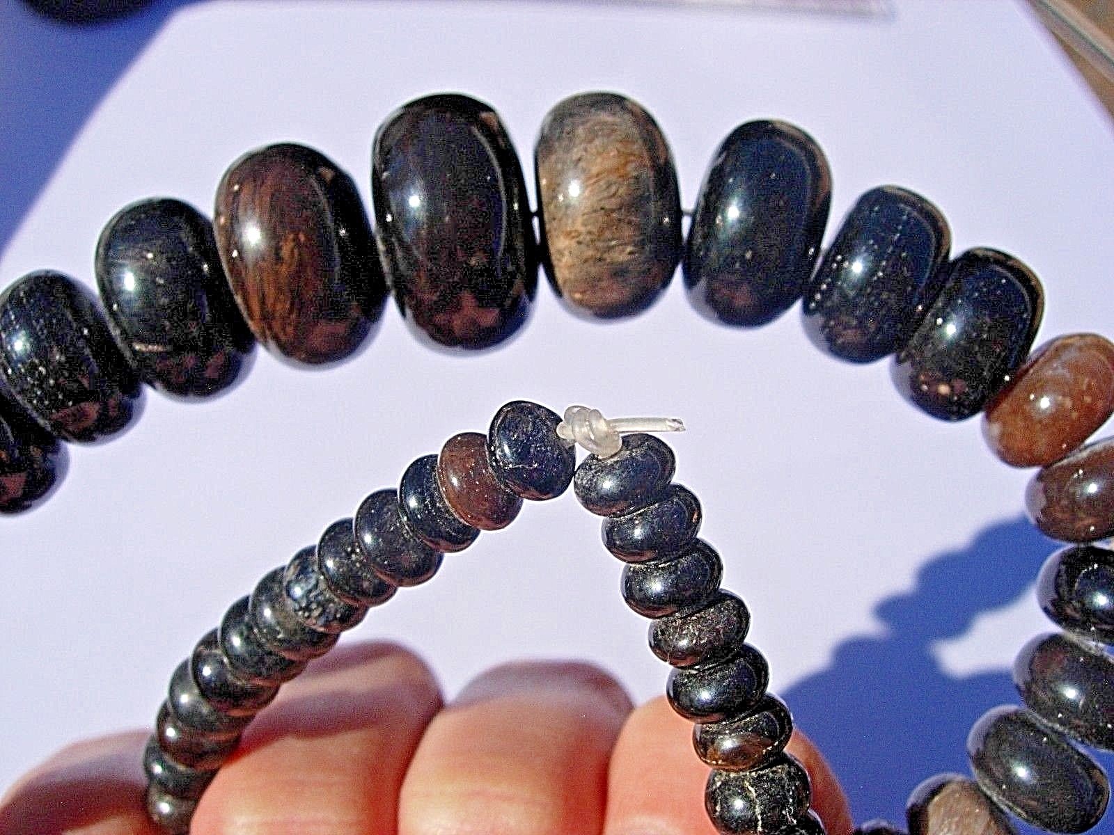 75 grams Tempskya Fern Tree Fossil & Blue Forest Petrified Wood beads Utah B-1