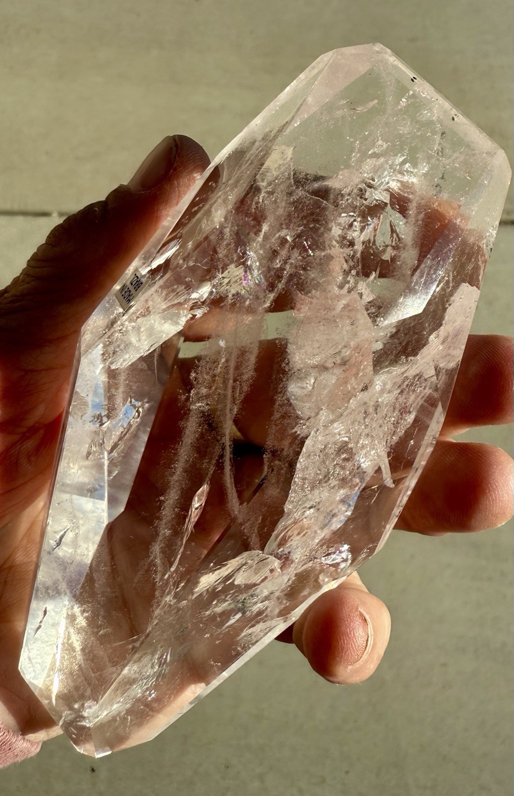 HIGHEST QUALITY CLEAR Quartz Crystal Geometric Freeform 472gr my bEST w/Stand