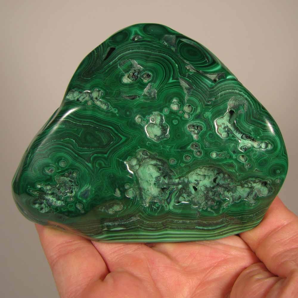 4.1″ Polished Botryoidal MALACHITE Gemstone – Congo, Africa – 1 lb.