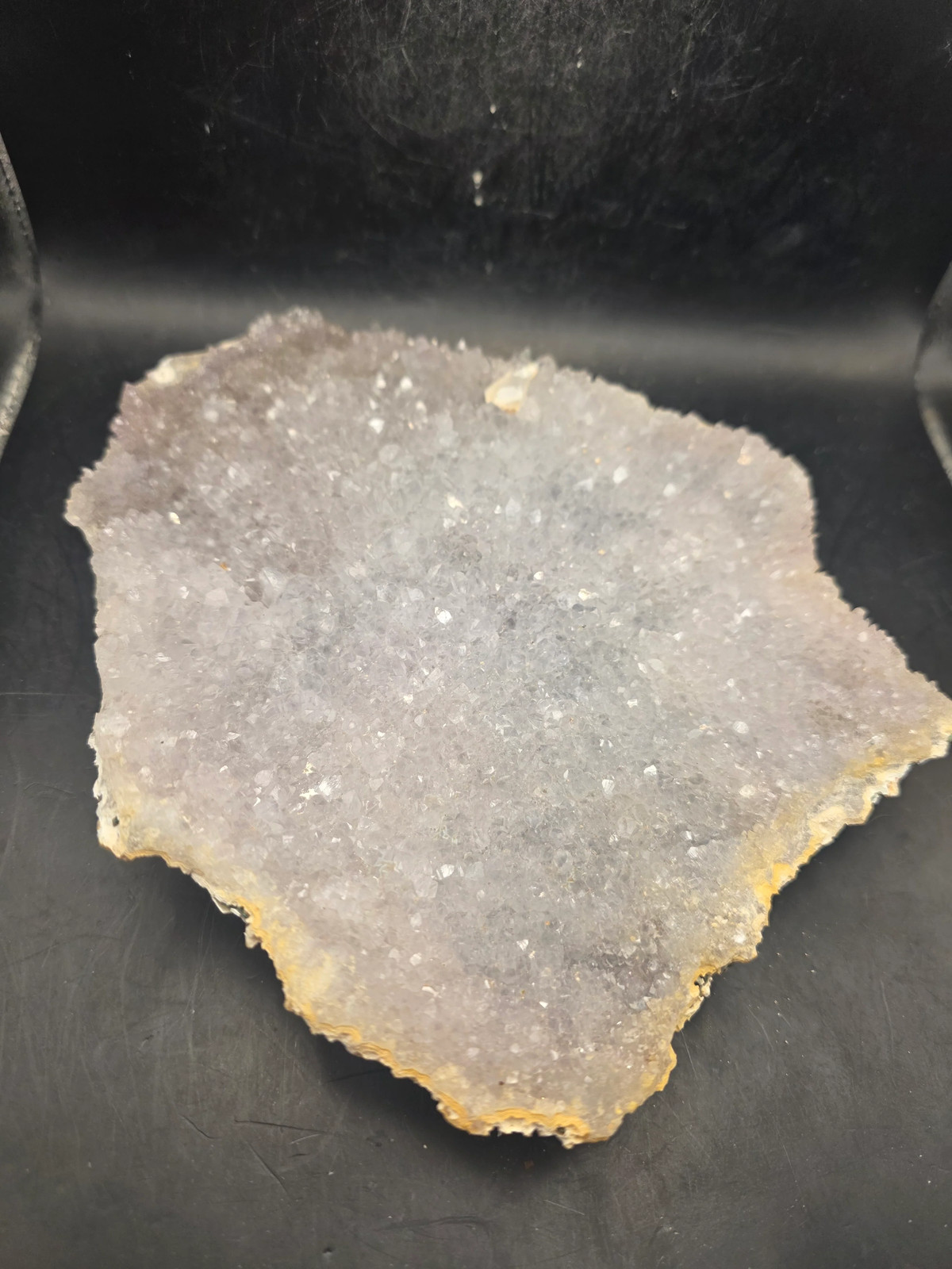 Amethyst flower formation plate! 1.8 pounds, 7.1 inches tall, 6.1″ wide