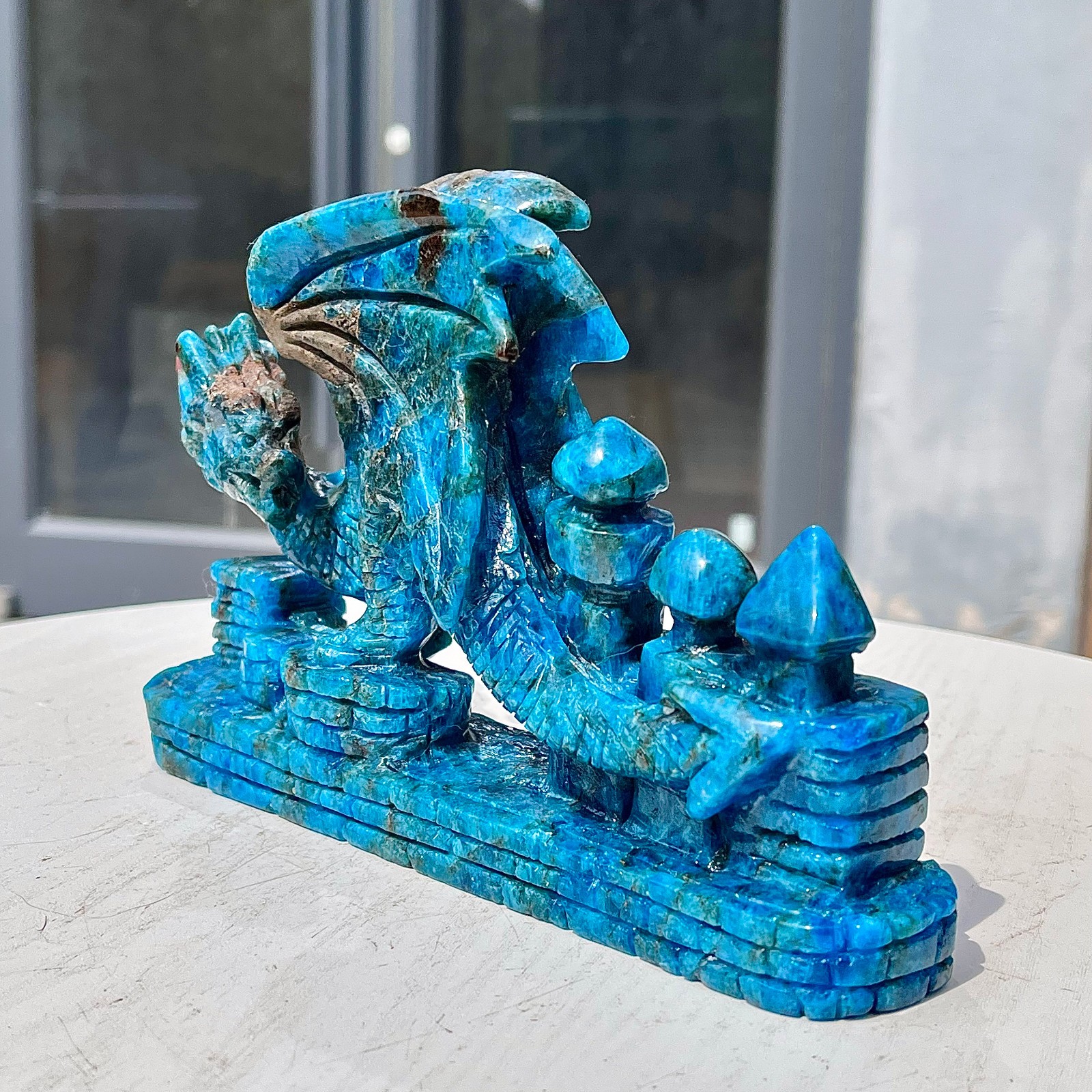 2.18LB Natural dreamy blue lithium gray pattern, hand carved and healed