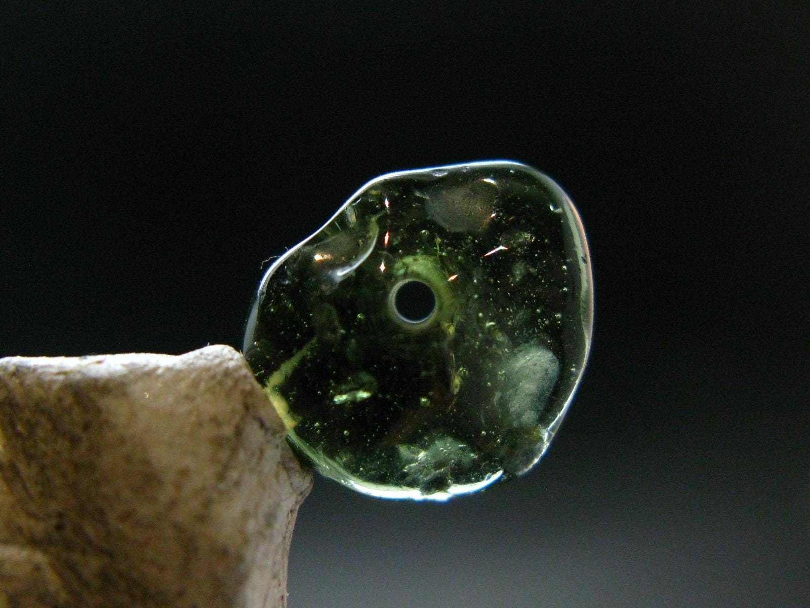 Moldavite Tektite Tumbled Bead from Czech Republic – 12 mm – 5.0 Carats