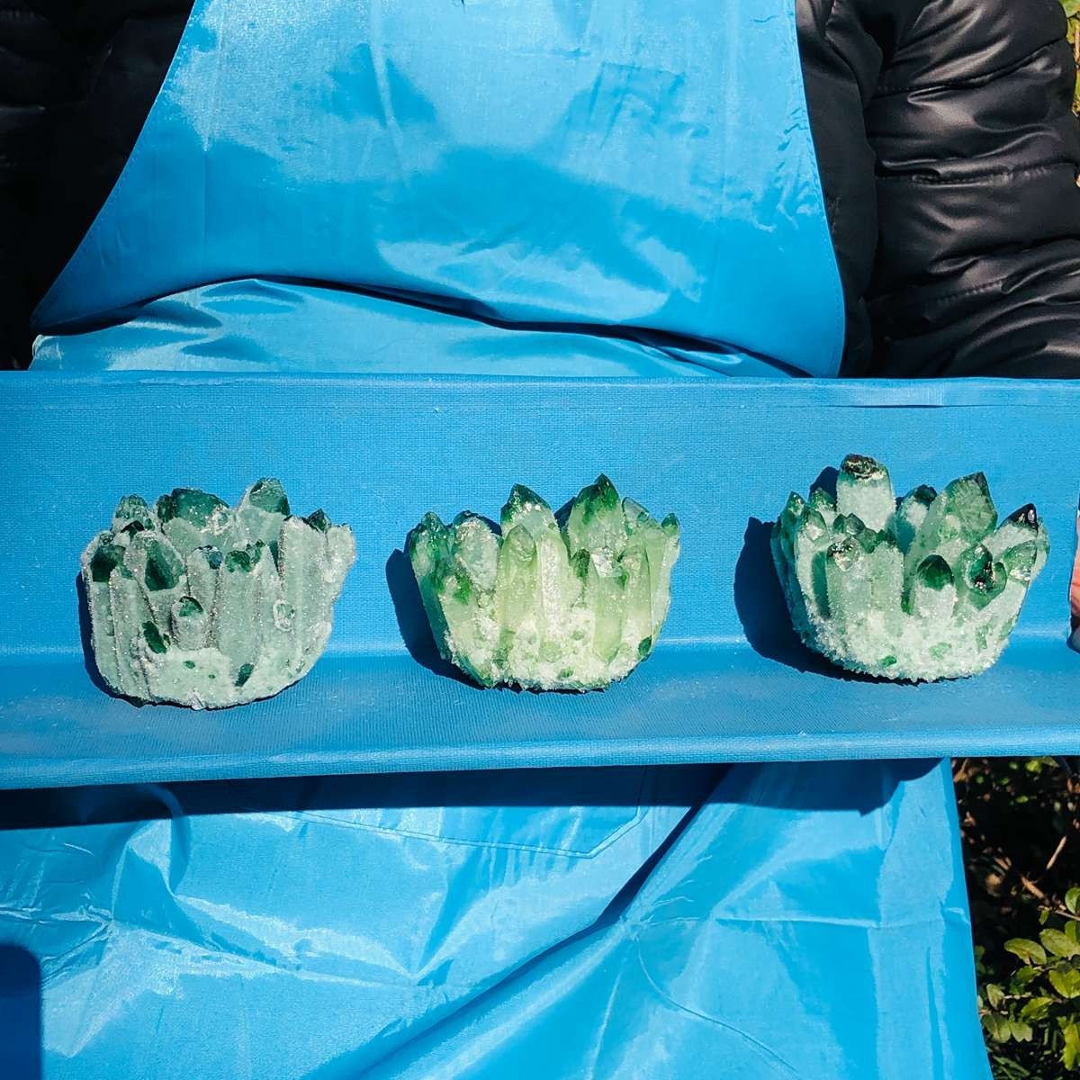 3 piece Lab-Grown Green Crystal Clusters Healing Energy Home Decor 2.53LB