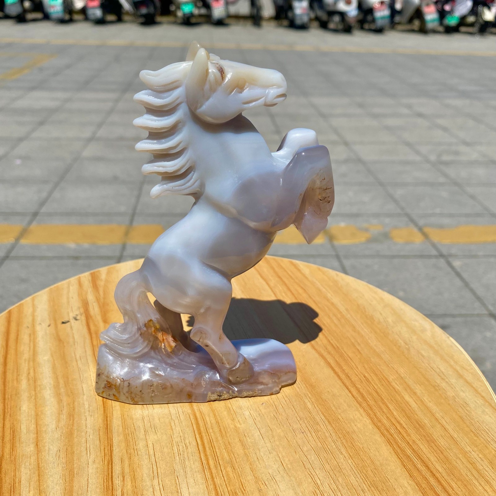 300G Natural Agate Carved Horse Figurine, Exquisite Hand Carved Gemstone Statue