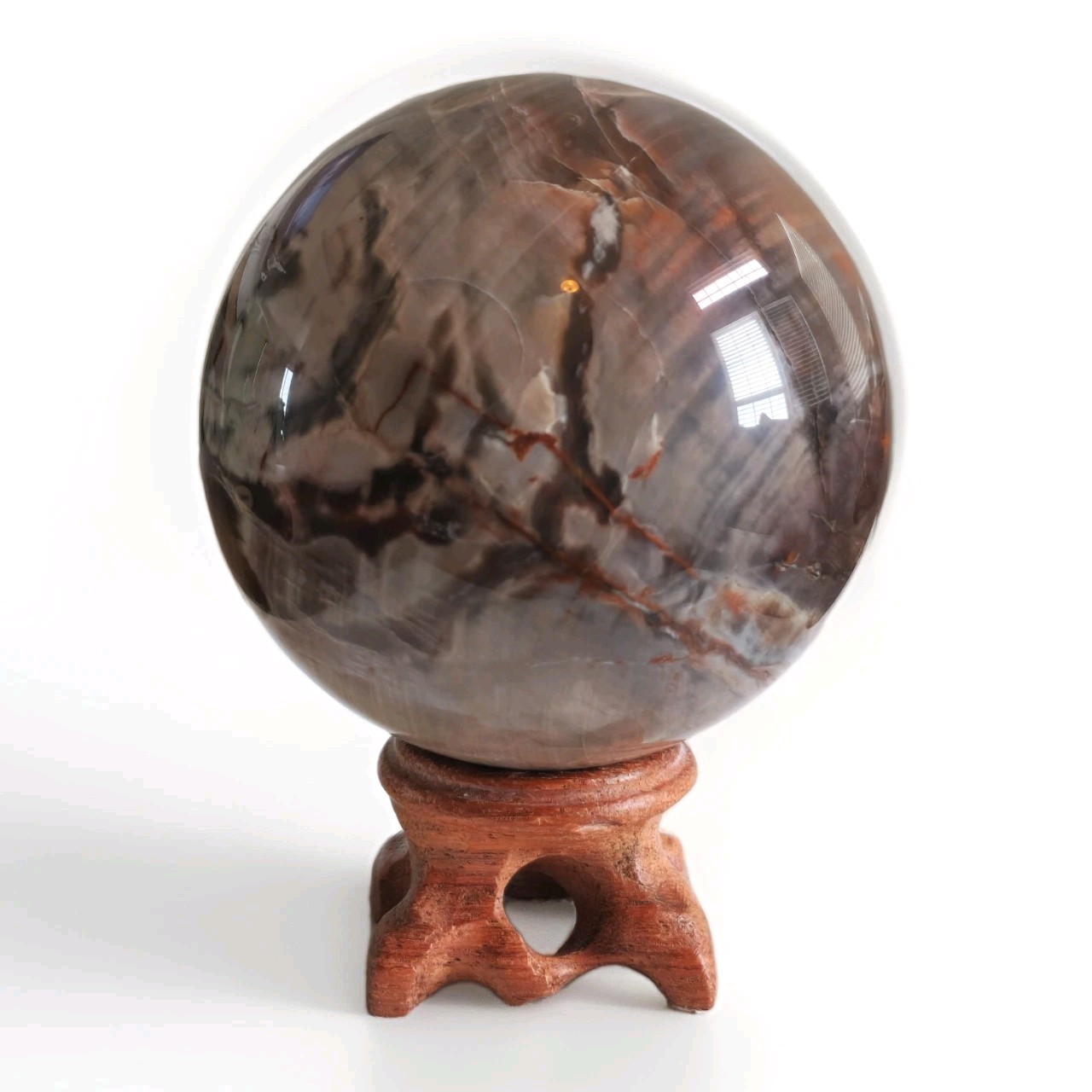 Natural Polished Petrified Wood Decorative Sphere 2.75″ w Stand – USA