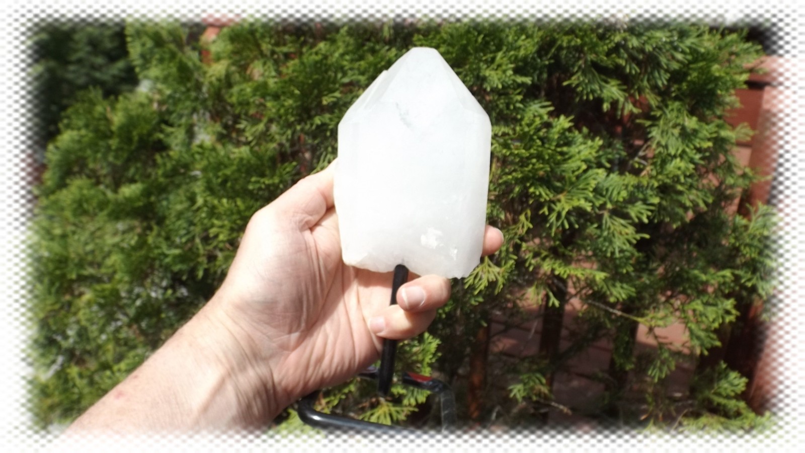 2.0 LB NICE SIZE “A” QUALITY NATURAL TERMINATED QUARTZ CRYSTAL ON STAND
