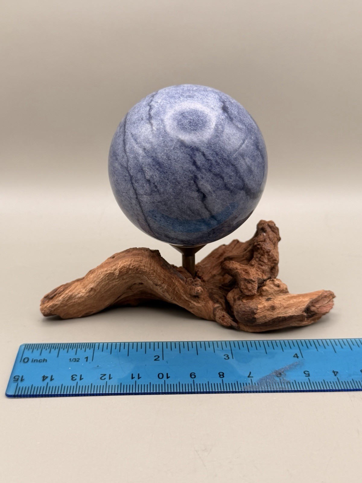 Natural Driftwood Sphere Stand Holder For Crystal Display