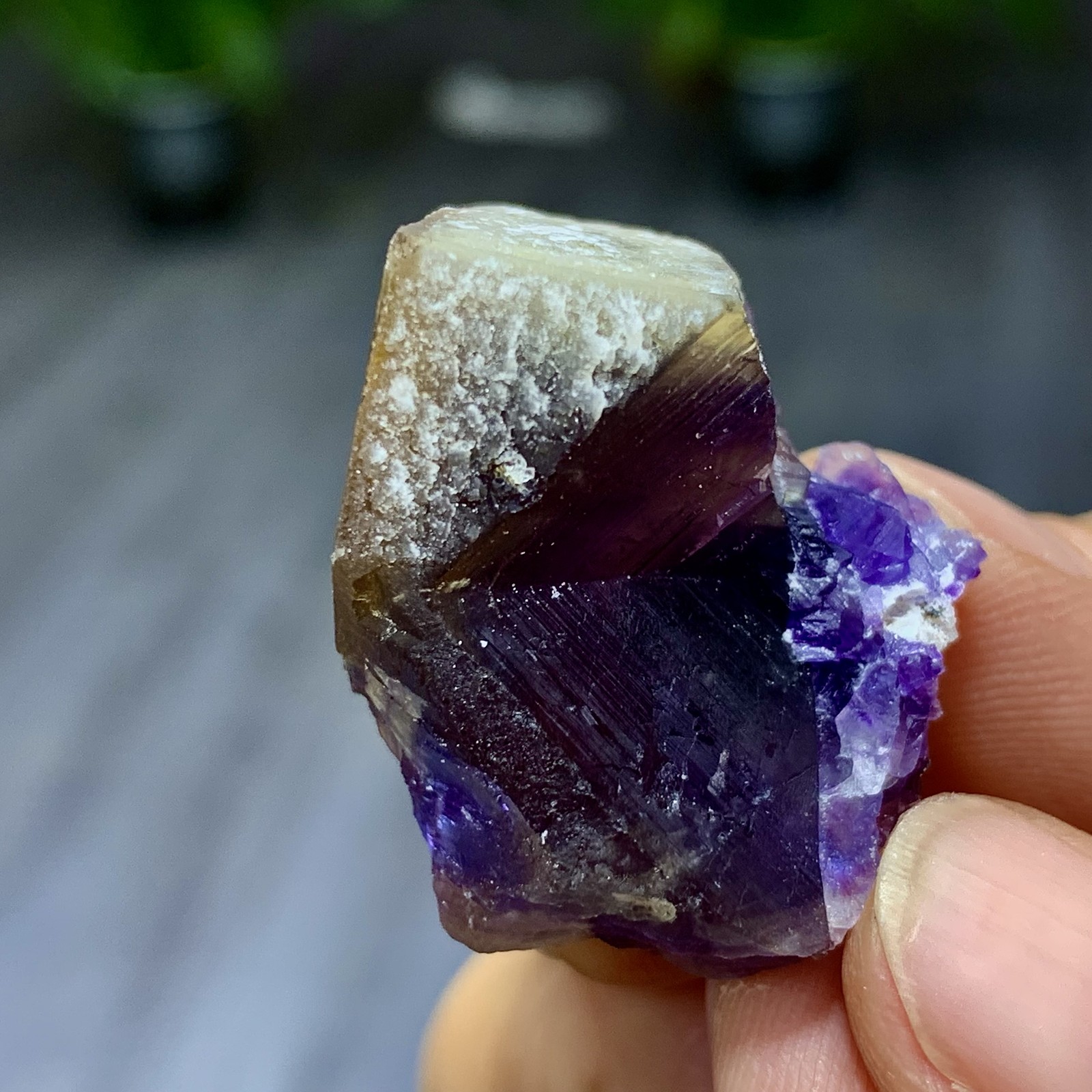 23G Rare transparent purple cubic fluorite mineral crystal sample/China