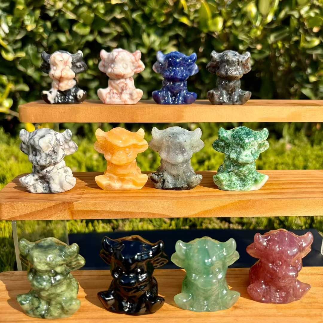 natural Mixed crystal quartz carved skull Reiki energy gift Randomly 1pc