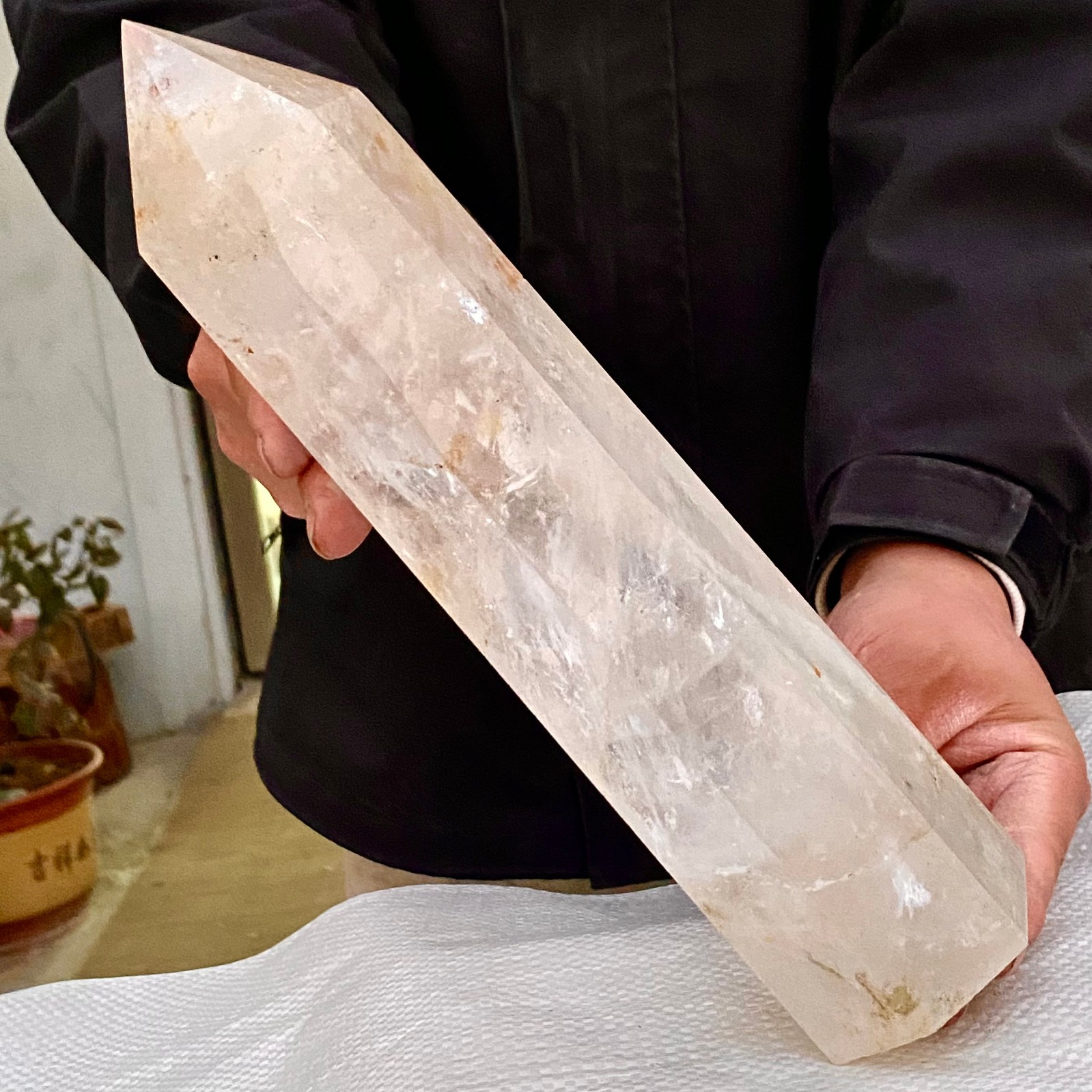 4.1LB Large Natural Clear Quartz Crystal Wand Point Obelisk Specimen Reiki