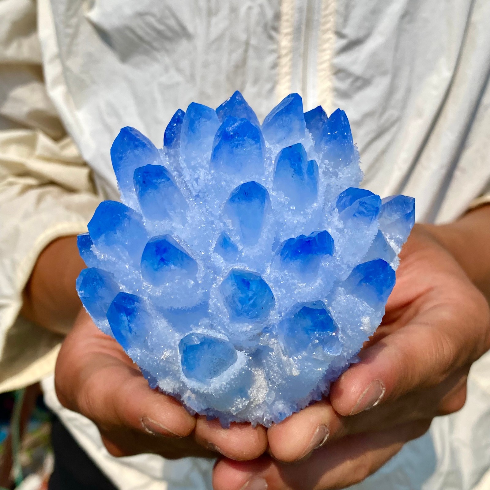 454G Newly discovered blue crystal cluster flower shaped mineral specimen