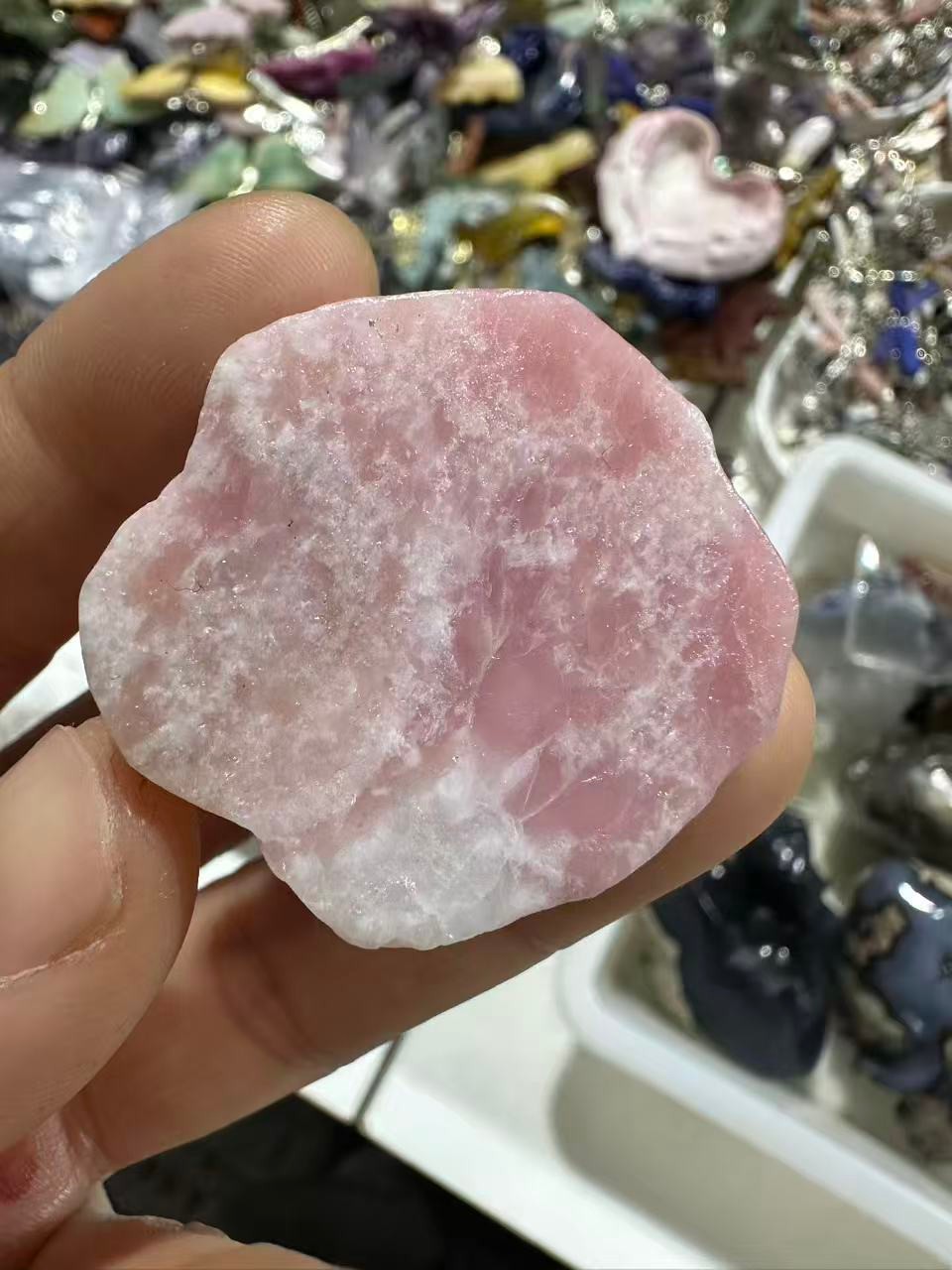1pc Natural pink opal quartz carved flower Skull Reiki Crystal Decor gift