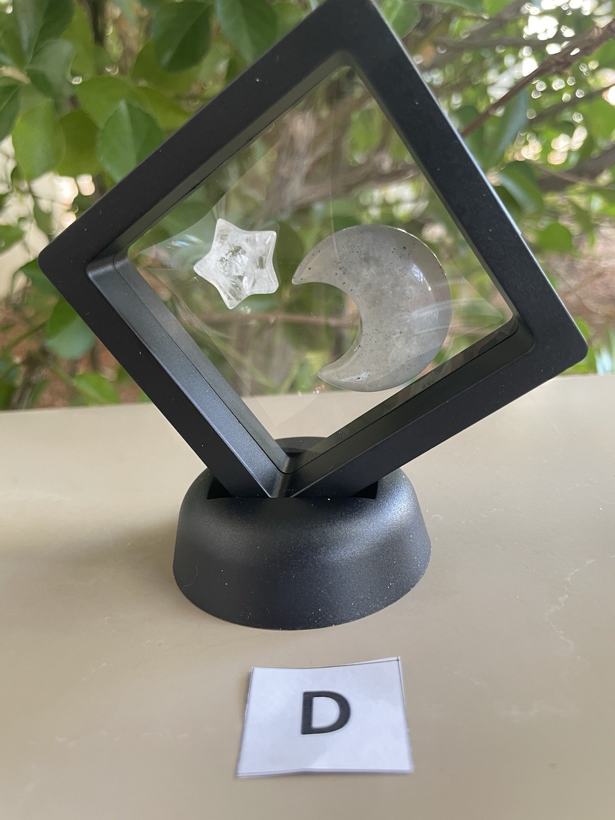 1″ x 1 1/4″ Labradorite Moon & 1/4″ Clear Quartz Star W/Display (QTY: 1)