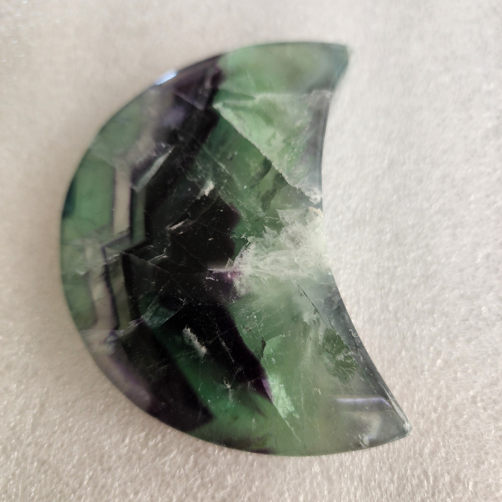 Natural Polished Feather Fluorite Moon 3.75″ – USA