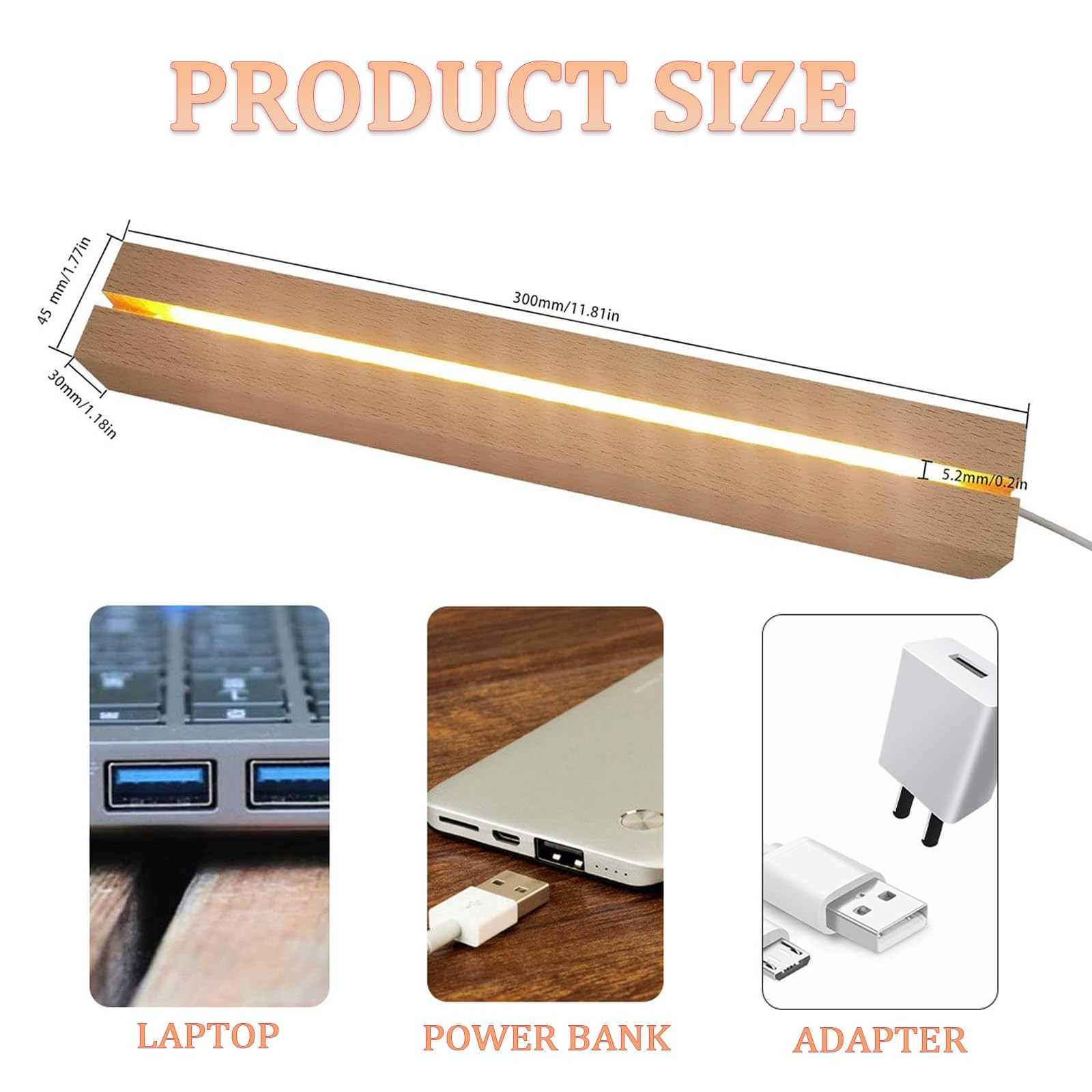 2PCS 11.81 Inch Rectangle Display Pedestal, Led Lights Display Base, Wooden L…